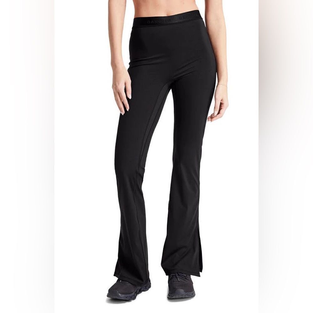BANDIER Sport Logo Slit Flare Leggings Black Size Medium